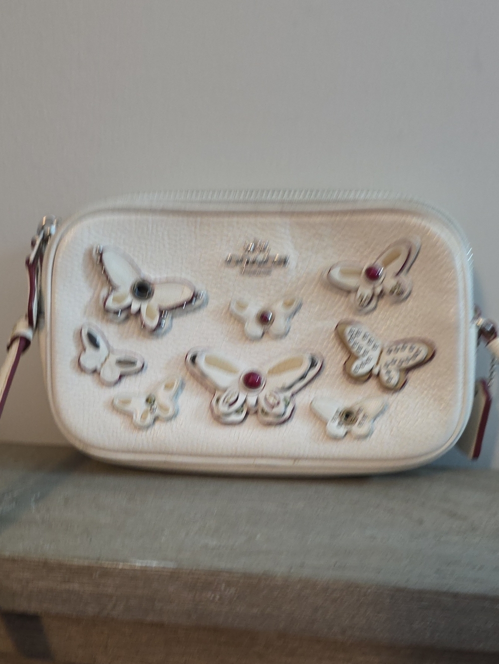 Coach Embellished Leather Butterfly Pebble Leather Crossbody